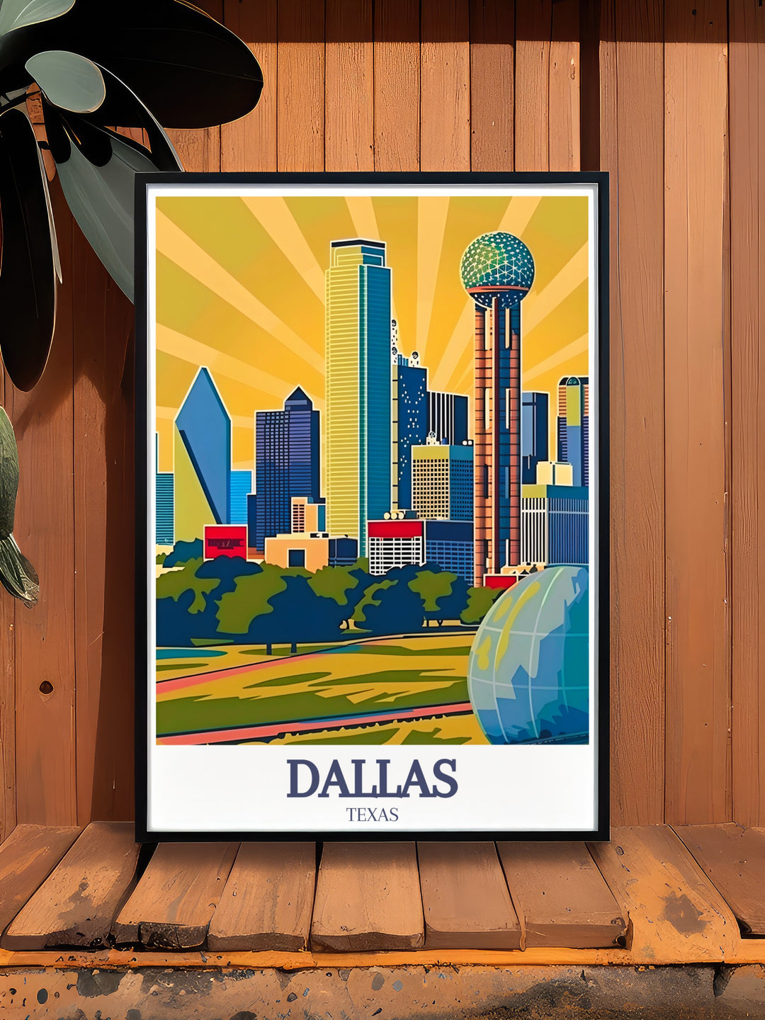 Celebrate the beauty of Dallas with this Reunion Tower Ball in the Air art print A great choice for home decor or as a Dallas gift this Texas wall art captures the essence of the citys skyline in a sleek modern design that complements any living space