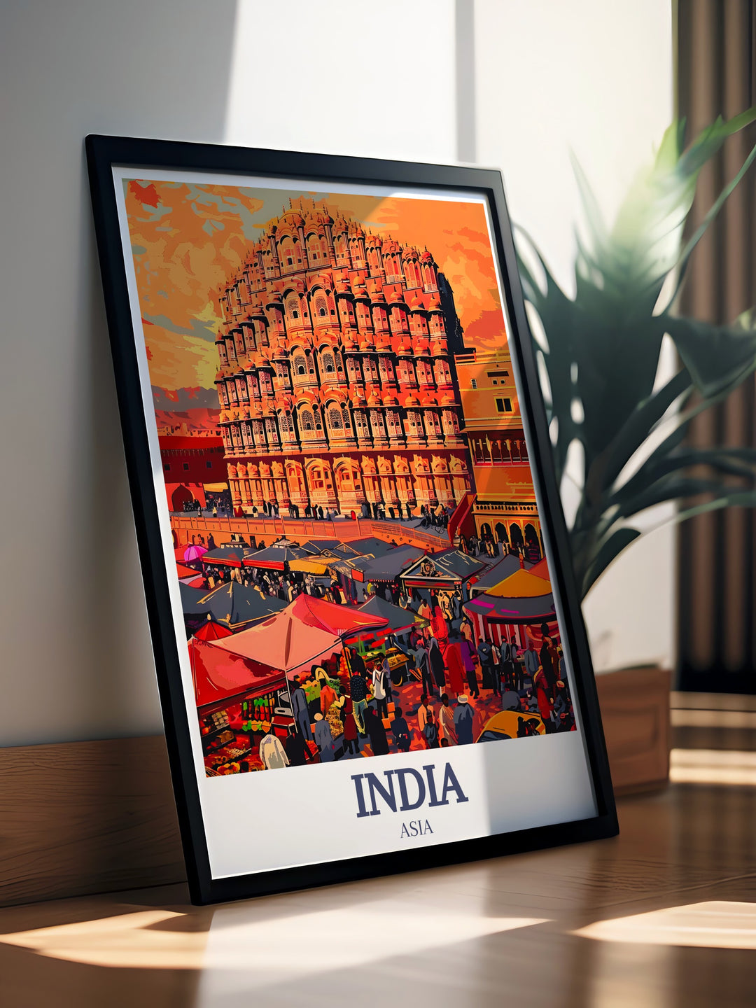 Bring Indias architectural beauty into your home with this Taj Mahal and Hawa Mahal travel poster. Featuring intricate details and a rich color palette, this print is ideal for those who love travel and appreciate historical landmarks.