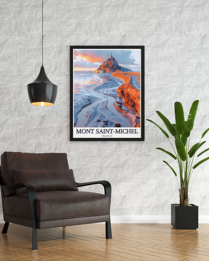 Stunning prints of Mont Saint Michel and the Normandy coastline The Causeway bringing the timeless beauty of France into your home with elegant and modern decor.