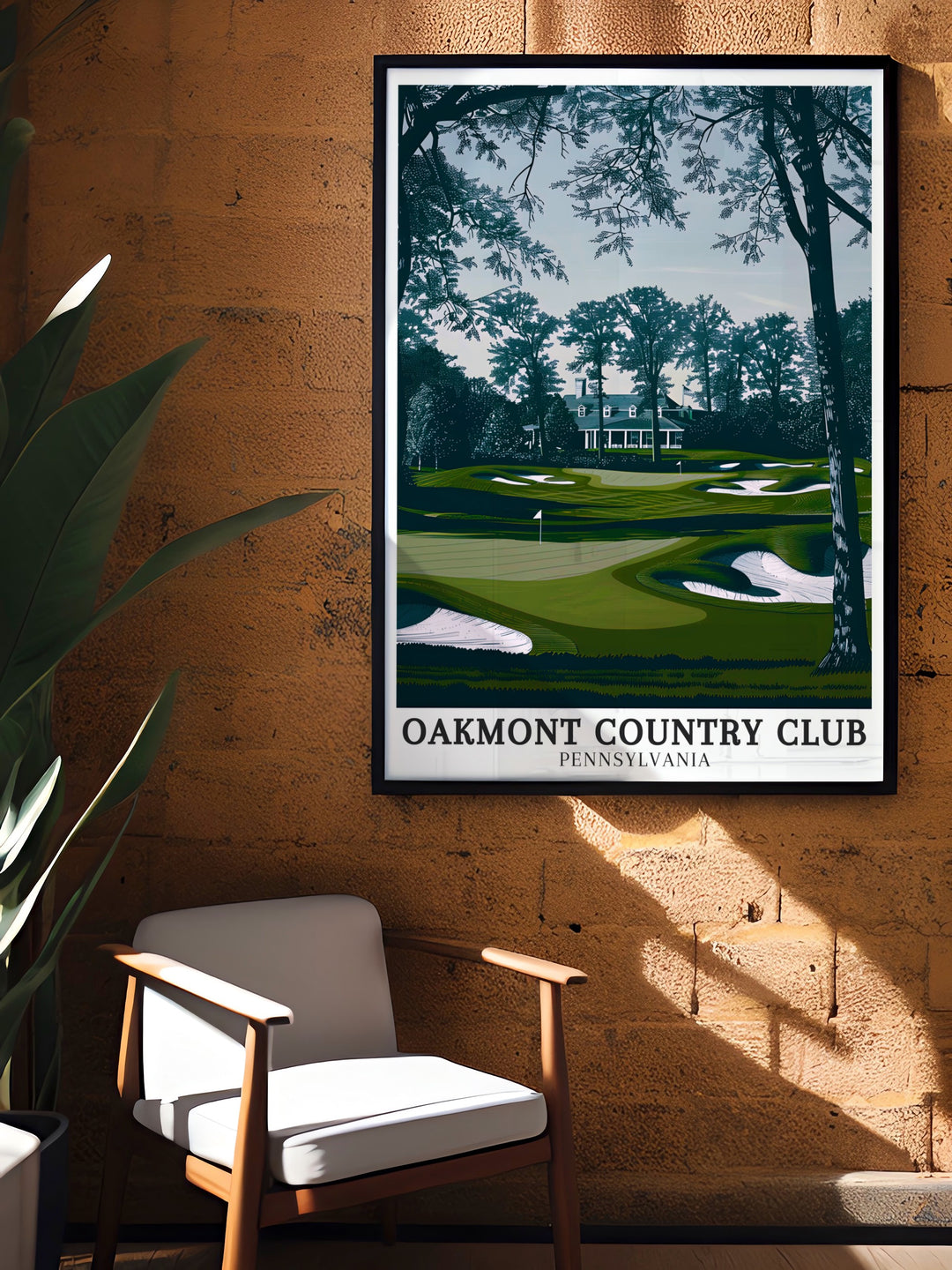 Oakmonts Course and the Oakmont country club house are beautifully depicted in this Oakmont poster print ideal for golf lovers and art collectors looking to showcase their appreciation for Pennsylvania decor and the states rich sporting heritage