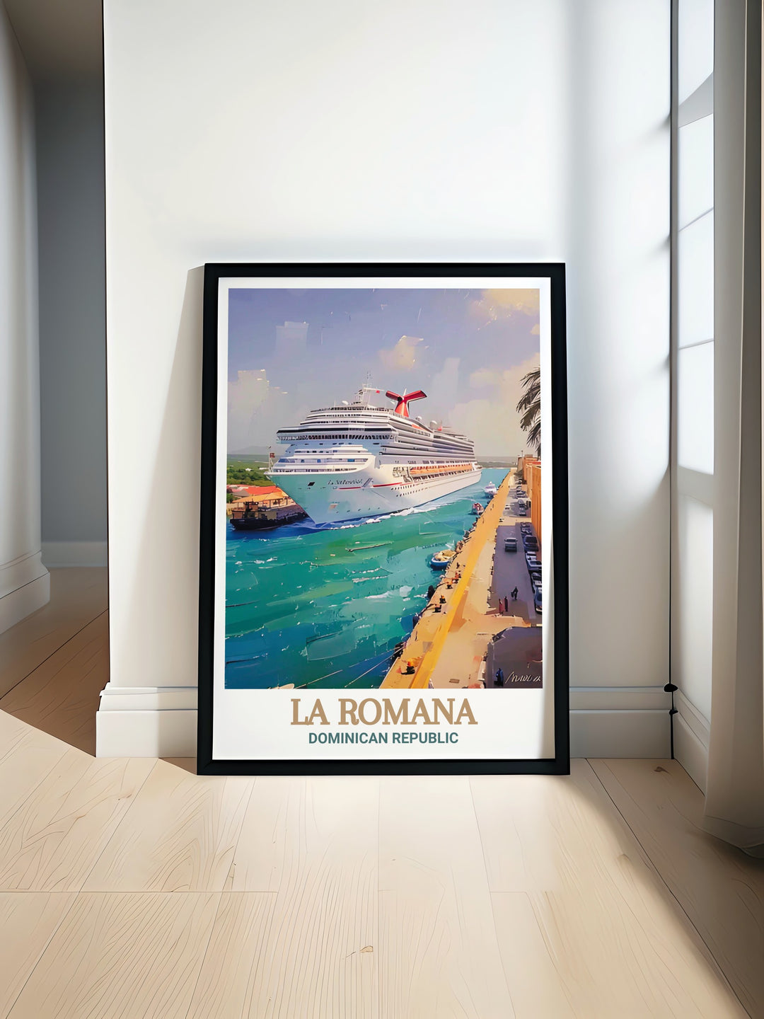 La Romana Ports scenic beauty and cultural significance are showcased in this art print, making it a perfect addition to any home decor.