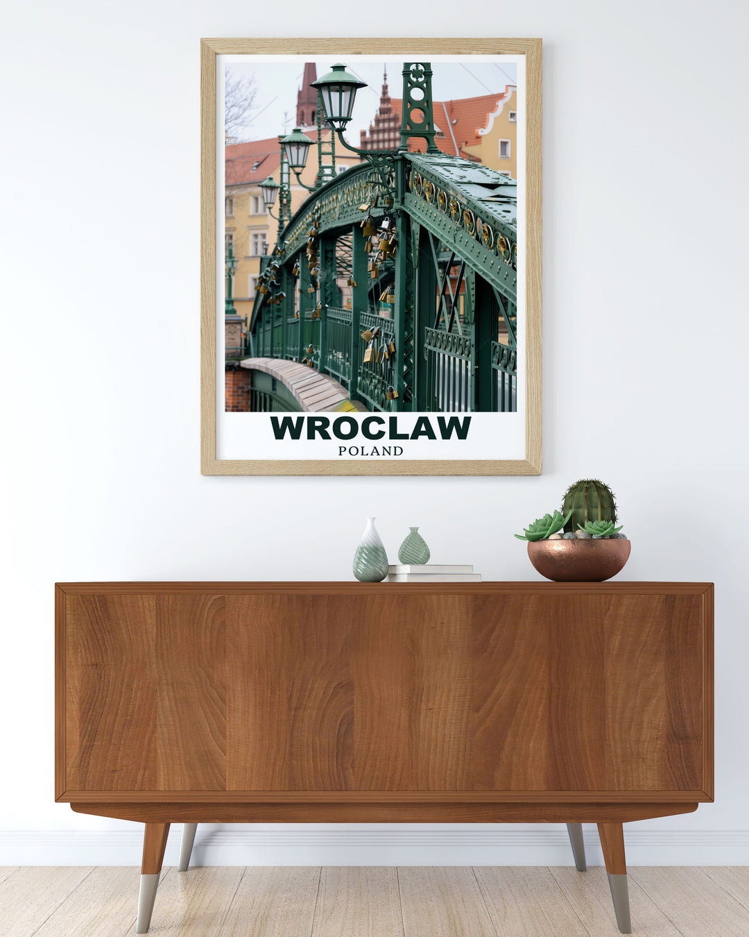 This Wroclaw print emphasizes the architectural beauty of Tumski Bridge, linking the picturesque Cathedral Island to the mainland. Ideal for wall art lovers, it captures the spirit of exploration and adventure found in Polands vibrant culture.