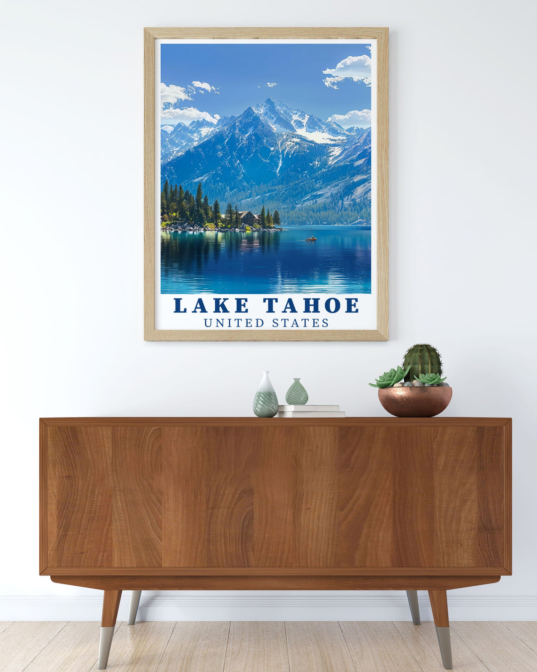 Lake Tahoe Framed Prints with Sierra Nevada offer a contemporary touch to your home blending seamlessly with any decor style and creating a captivating focal point