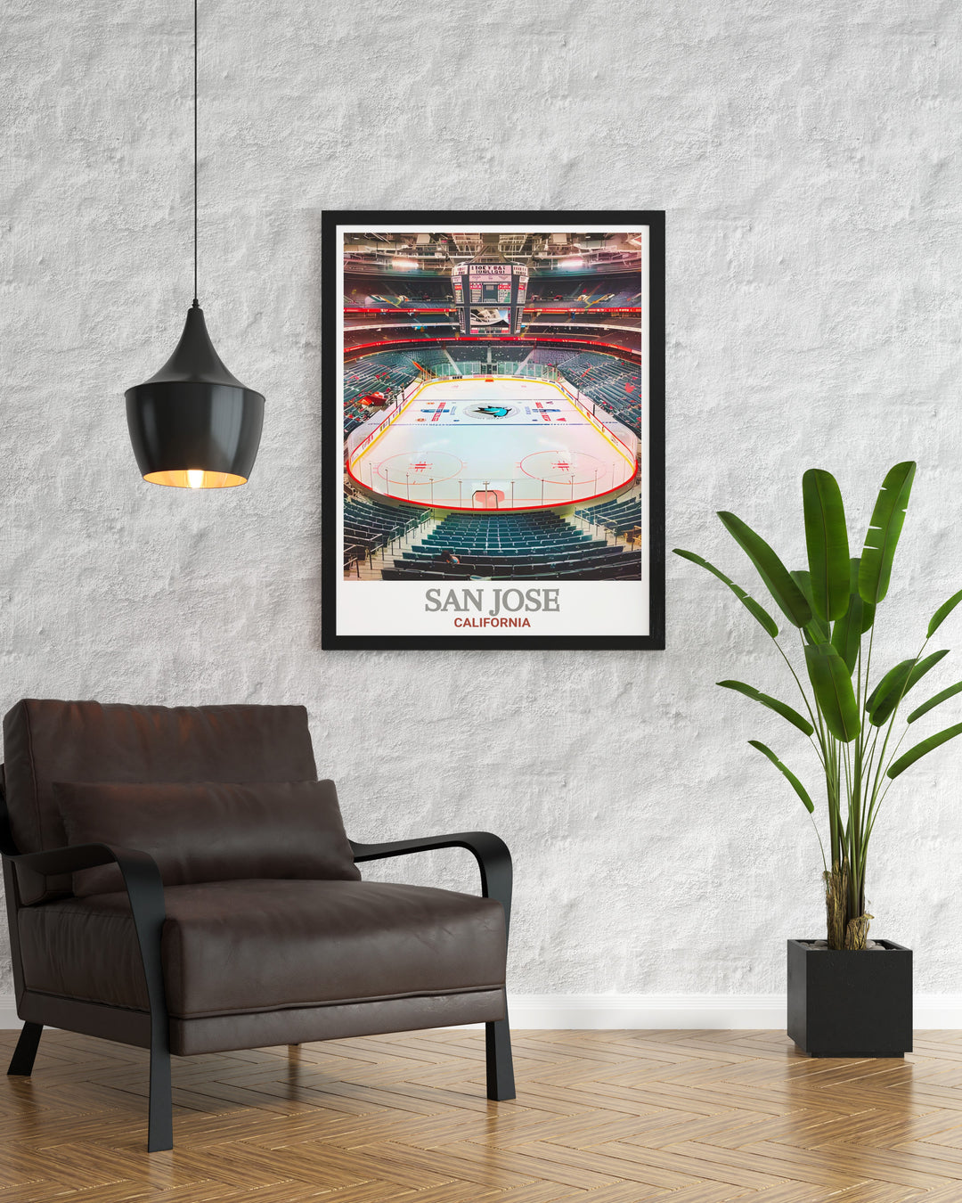 Canvas art of the SAP Center, highlighting the venues importance as a hub for sports and music in San Jose. Ideal for lovers of Californias entertainment and architectural beauty.