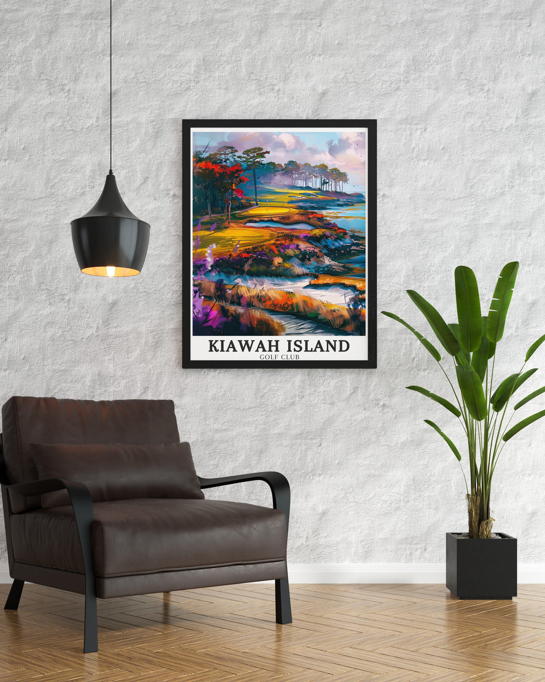 Custom print of Kiawah Island capturing the serene environment and coastal charm of this South Carolina gem perfect for enhancing your space with a reminder of the islands unspoiled beauty and golfing heritage