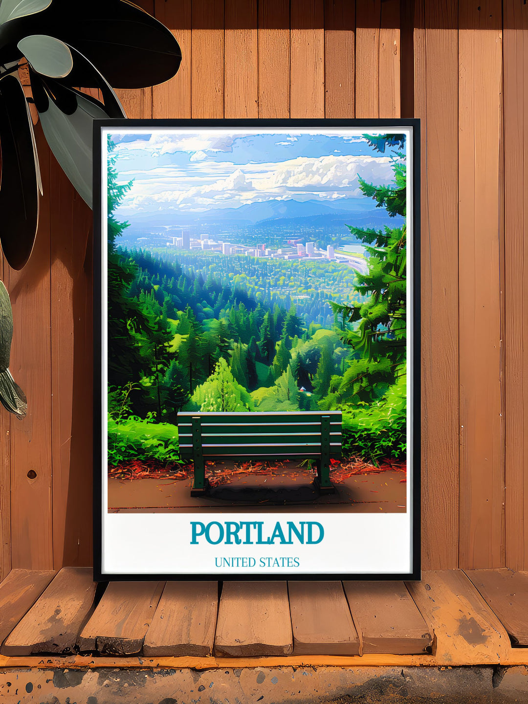 Elegant Mount Tabor Park framed print with intricate botanical garden design and Portland Oregon street map perfect for stylish home accents