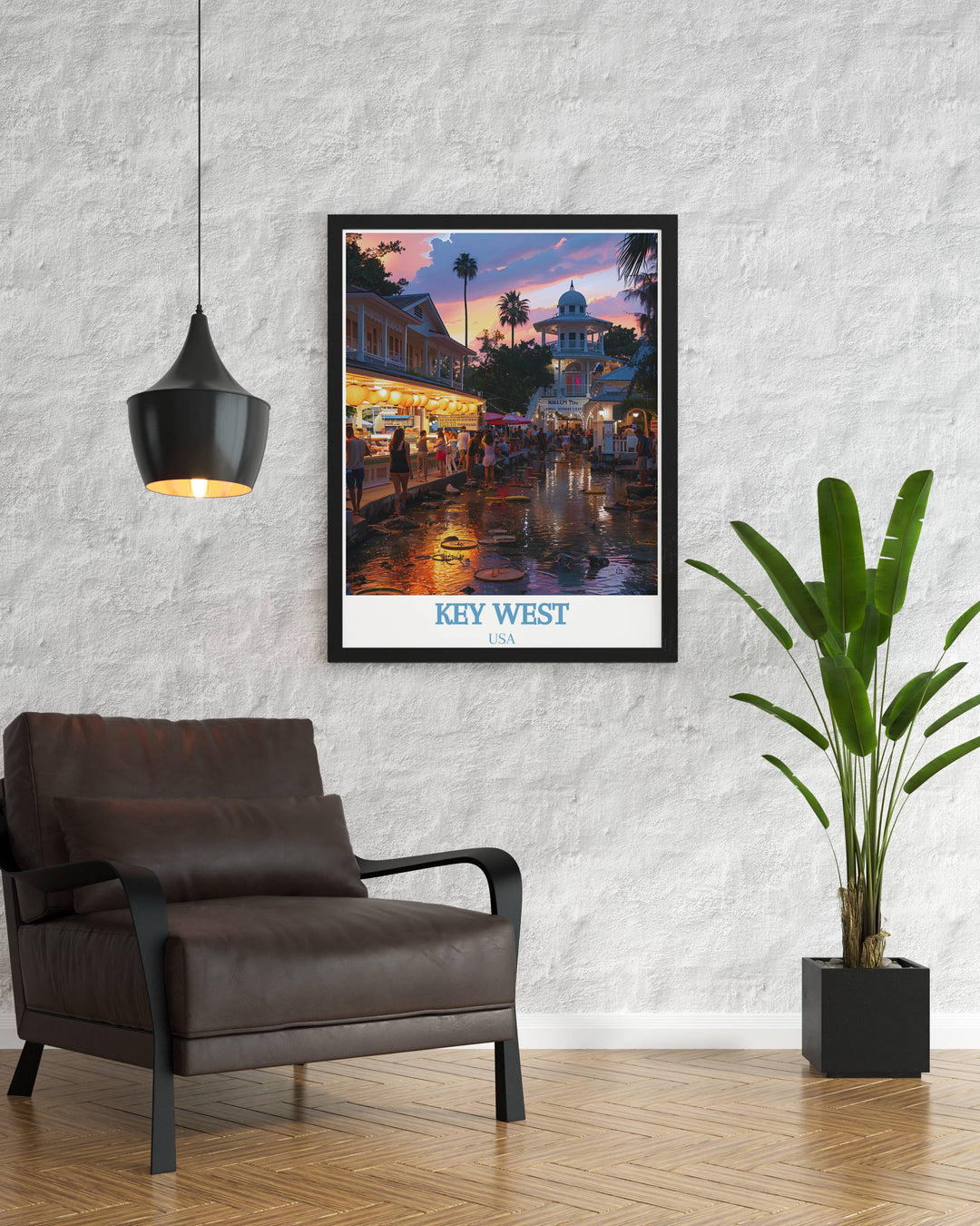 Exquisite Key West Wall Art of Mallory Square a must have Florida Art Poster that brings the lively spirit of this famous plaza to any room.