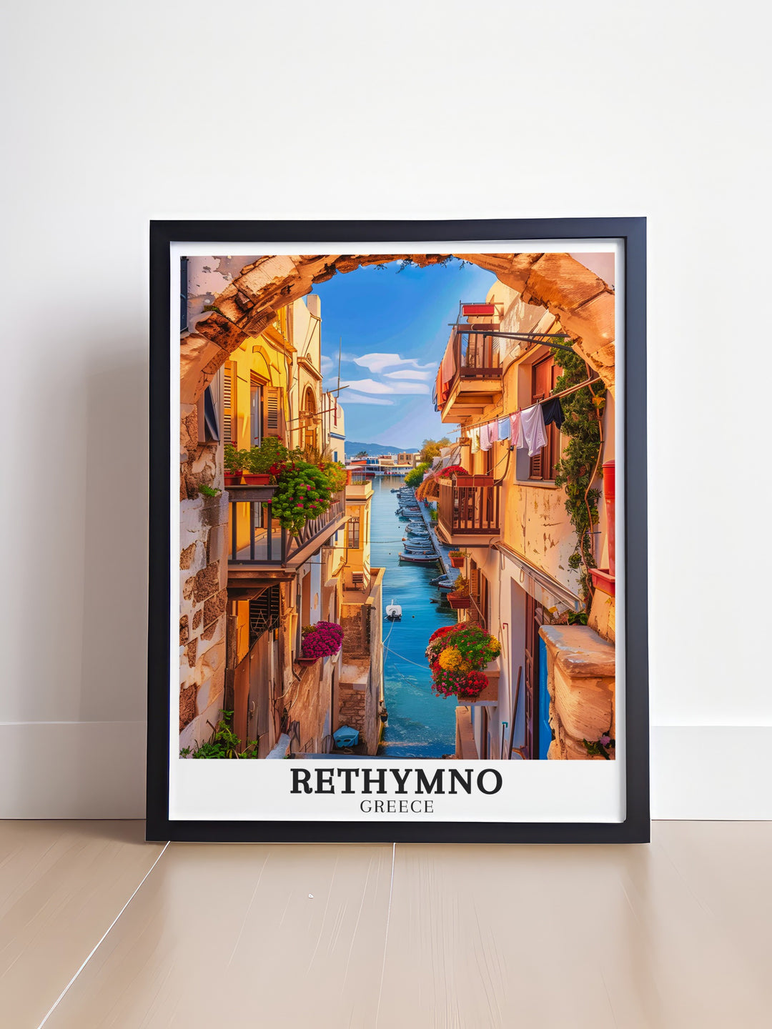 Add a touch of Greece to your home with this Rethymno art print featuring Old Town Crete a perfect example of Greece wall decor that brings historical charm and stunning architecture into your living space ideal for modern decor or gifts