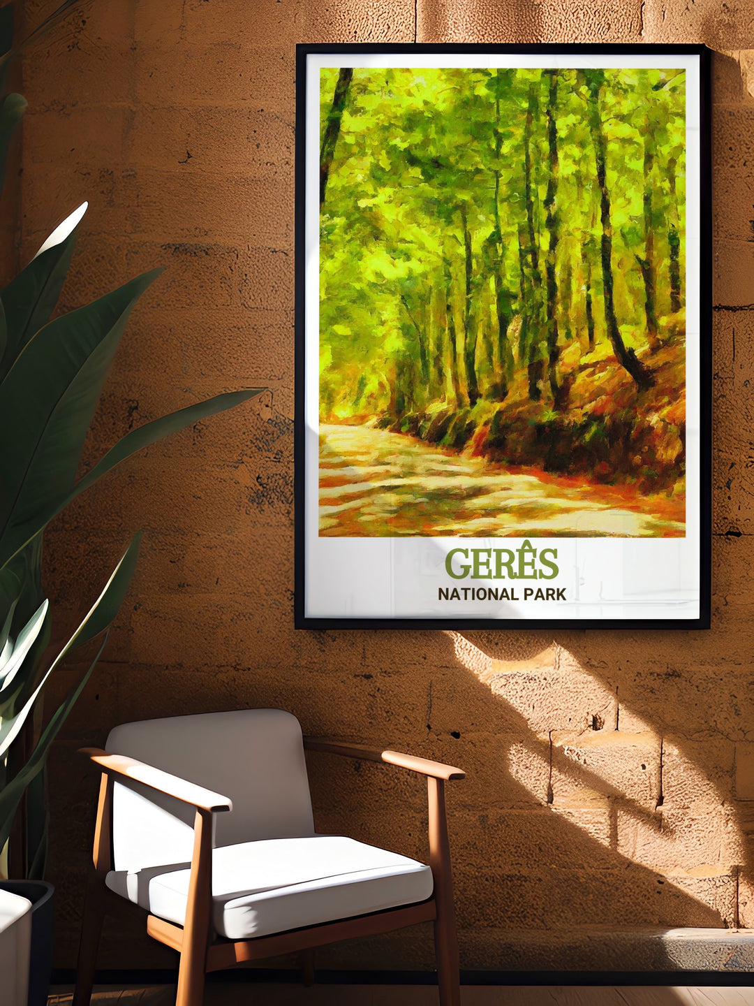 Stunning Mata da Albergaria national park print from Geres perfect for adding a touch of natural beauty to any room in your home this art poster showcases the vibrant greens and serene forest landscape of one of Portugals most cherished natural reserves