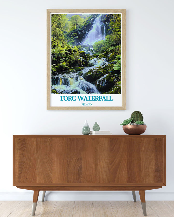 Cherish the natural beauty of Torc Waterfall with this art print, perfect for those who appreciate Irelands scenic landscapes.