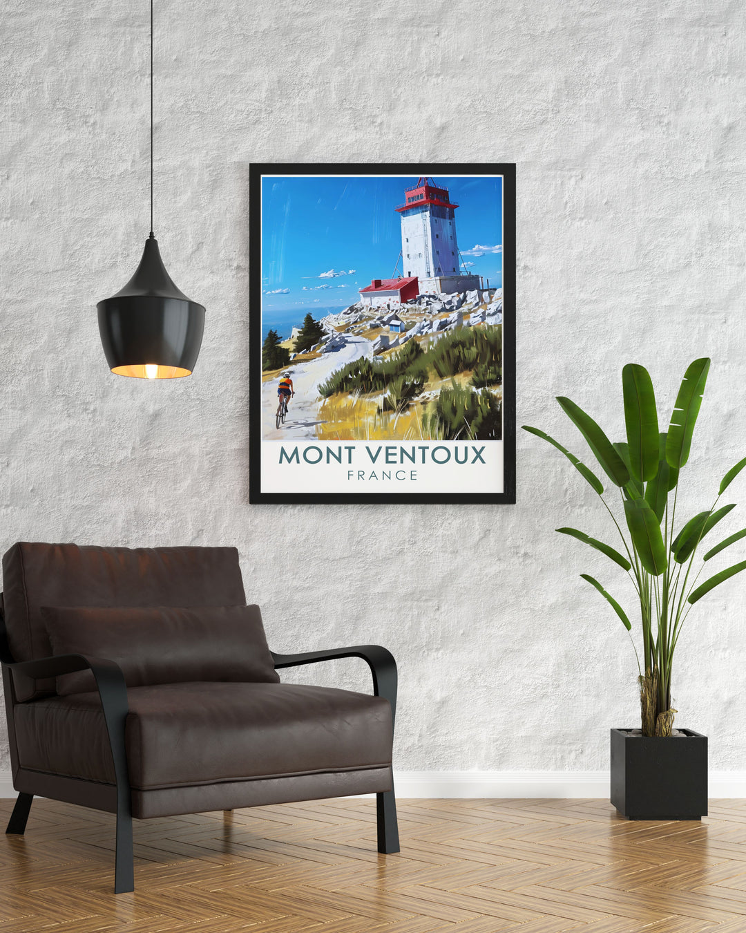 Stunning Mont Ventoux summit art capturing the beauty of the French Alps ideal for cycling enthusiasts and road biking fans