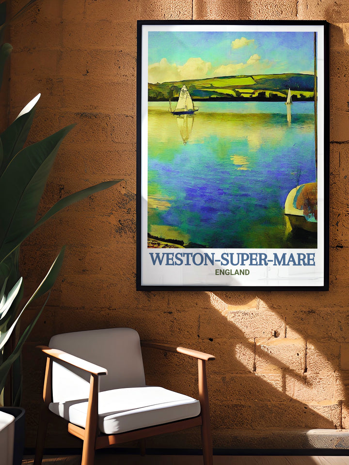 Weston Super Mare wall art brings the timeless appeal of Somersets favorite seaside town into your home. Featuring the iconic Grand Pier and golden sands, this artwork is ideal for those who appreciate the charm of vintage travel prints and UK coastal destinations.