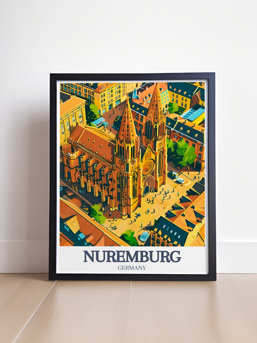 Celebrate Nurembergs rich heritage with this stunning travel poster featuring St. Lorenz Church and Old Town Nuremberg. Perfect for home décor or gifting, this Germany art print offers a detailed portrayal of the citys timeless beauty.