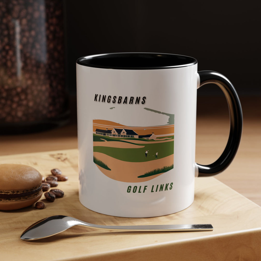 A beautifully designed Kingsbarns Golf Links mug celebrating Scotland’s iconic golf course. Perfect for coffee or tea lovers, it features intricate artwork inspired by Kingsbarns’ coastal scenery. Durable and dishwasher-safe, it makes a thoughtful gift or keepsake for golfers and travelers.