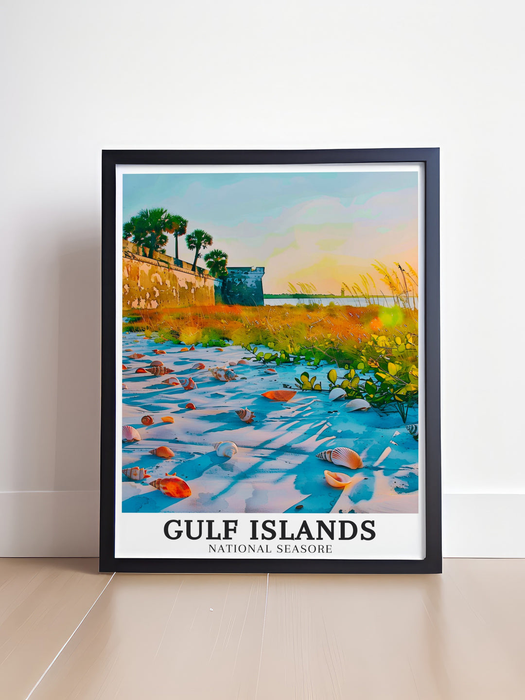 The Fort Pickens Beach wall poster is a beautiful representation of Floridas historic coastline. Featuring soft sands, clear waters, and the iconic Fort Pickens in the background, this poster is a celebration of both nature and history. Perfect for beach lovers and history buffs alike, it brings the best of both worlds into one stunning piece.