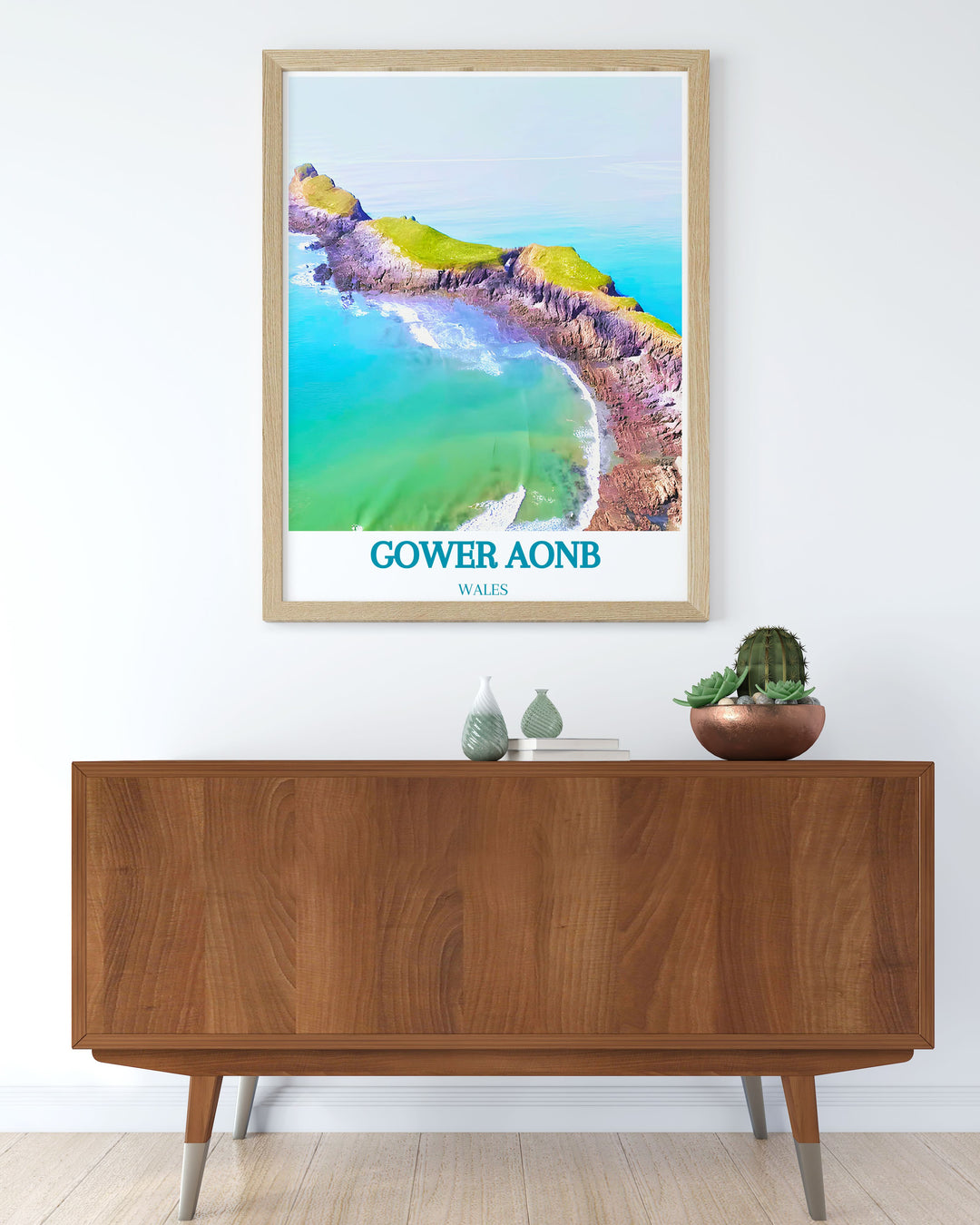 Gwyr Welsh print featuring Rhossili Bay and Worms Head a thoughtful gift for those who appreciate fine art and natural landscapes