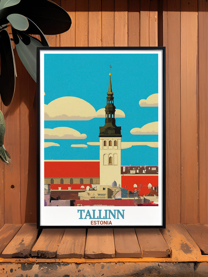 A unique Tallinn Estonia canvas art featuring the iconic Toompea Castle, with its medieval walls and towers. This poster is a wonderful addition to any home, offering a glimpse of Estonias historic past while serving as a perfect travel gift for adventurers and history buffs alike.