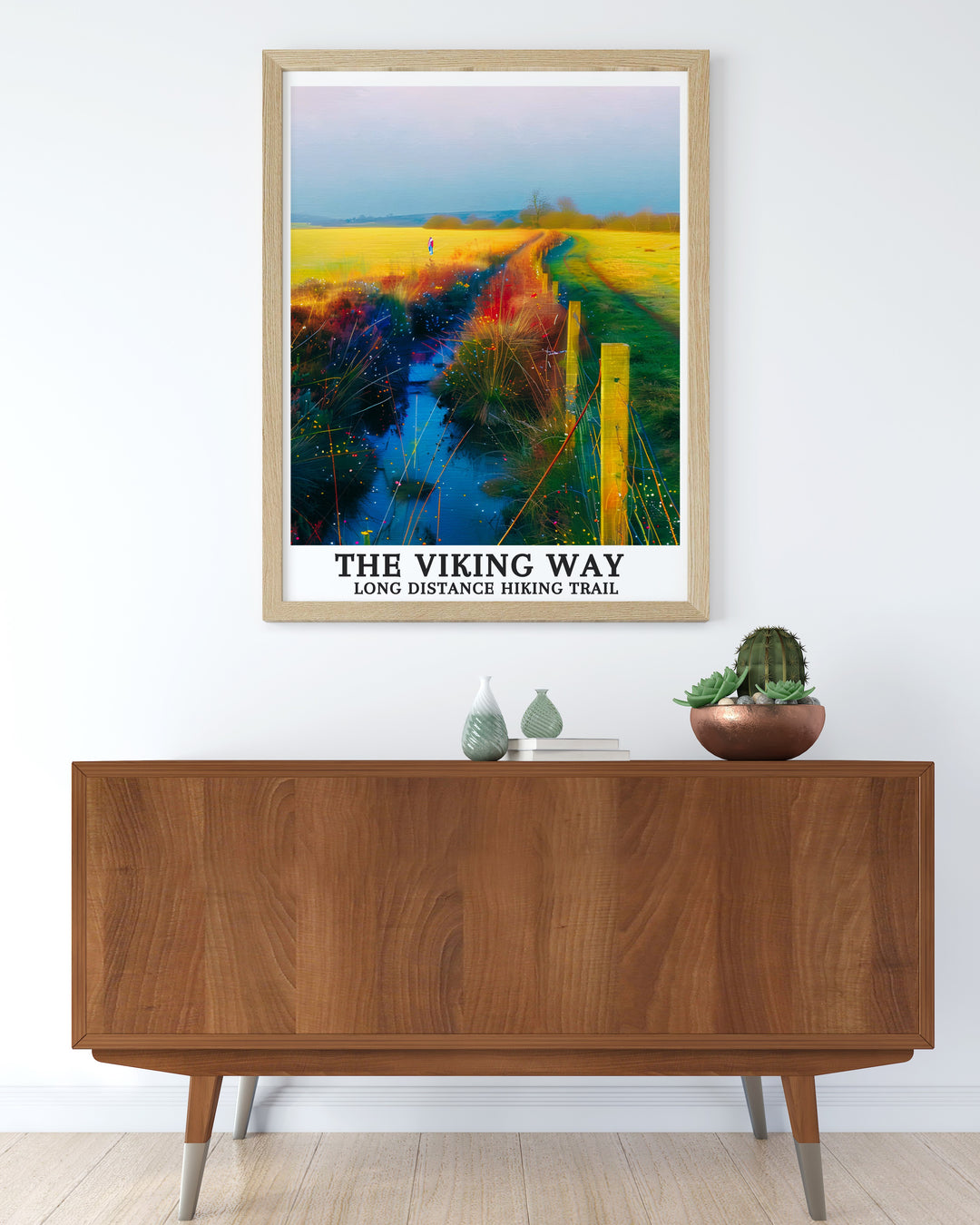 The Viking Way Trail poster collection featuring South of Tealby in Lincolnshire. This art print brings the serene and vibrant vibes of the trail into your home. Ideal for nature and travel enthusiasts, this print adds a unique touch to your home decor with its vibrant and detailed design.