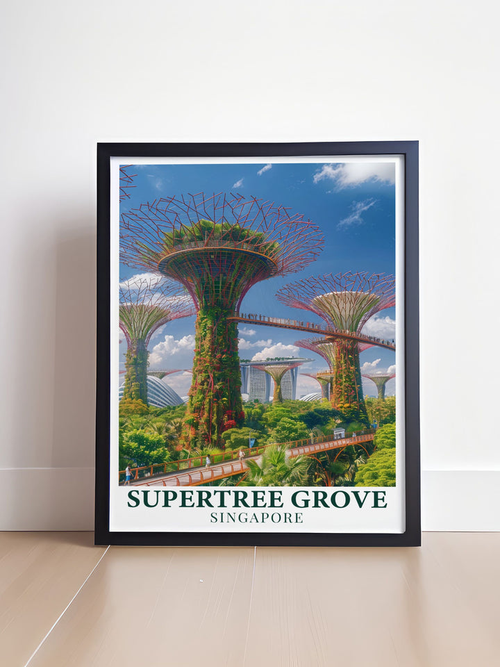 Supertree Grove print in Daytime highlighting Singapores iconic structures and natural surroundings. A perfect choice for modern art lovers this vibrant poster makes an excellent addition to any home or office decor.