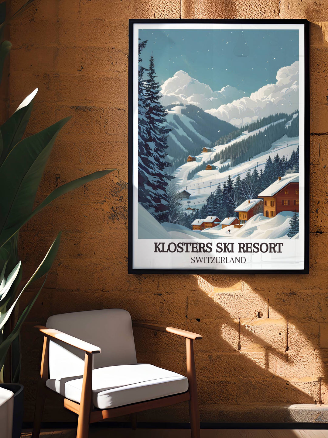 Celebrate the beauty of Klosters Ski Resort with our stunning Wall Art. This Ski Resort Poster captures the charm and excitement of skiing in Klosters making it a perfect gift for winter sports enthusiasts and fans of vintage artwork