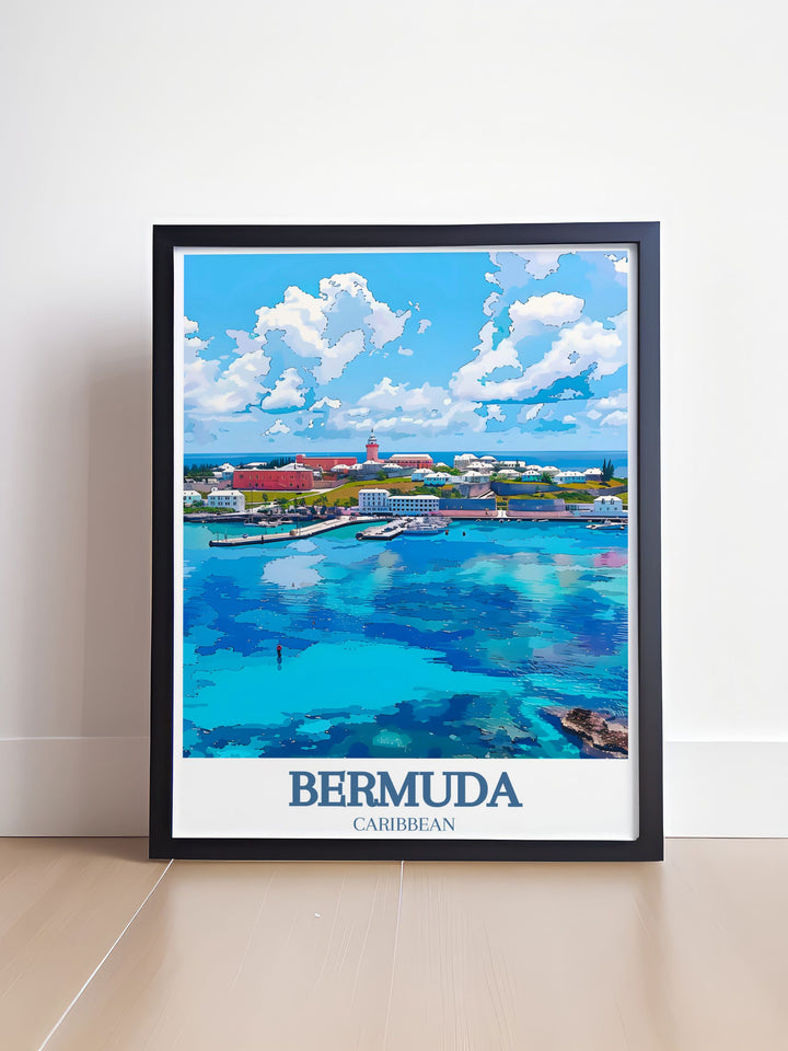 Stunning Bermuda print highlighting the picturesque streets of St. George Parish and the timeless beauty of St. Peters Church. Ideal for history enthusiasts and travel art lovers, adding a scenic and historic touch to your home decor.