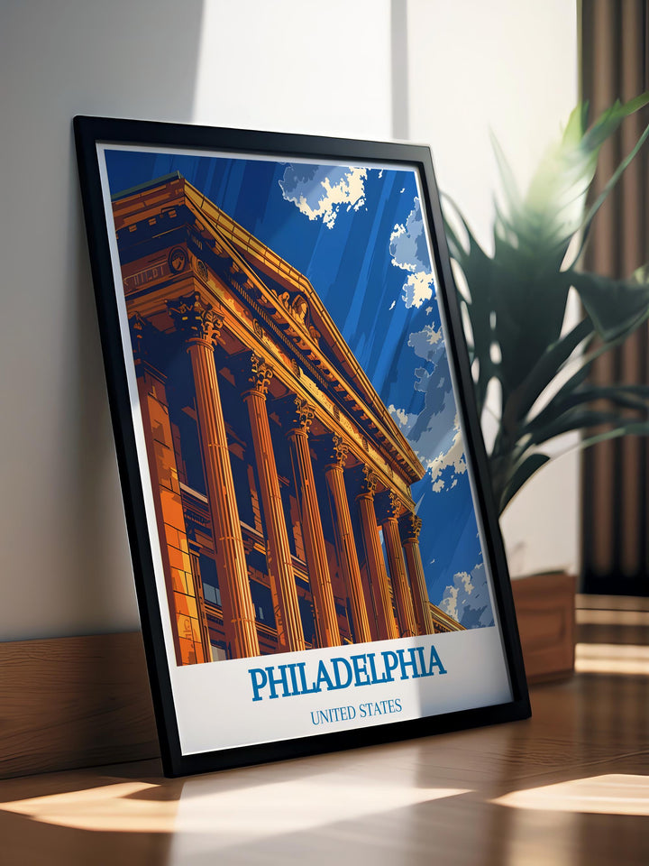 Beautiful Philadelphia Museum of Art travel print highlighting the museums architectural splendor for home decoration