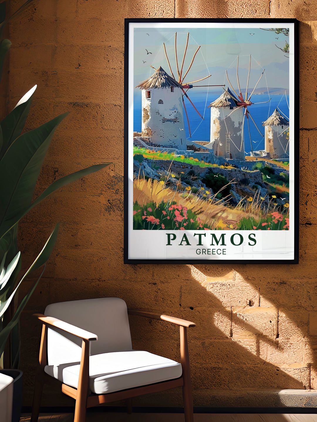 Windmills of Patmos framed prints and Patmos greek decor perfect for adding a touch of Greek elegance to your living room or office this artwork captures the essence of Patmos islands and Windmills of Patmos creating a peaceful and calming environment in any space