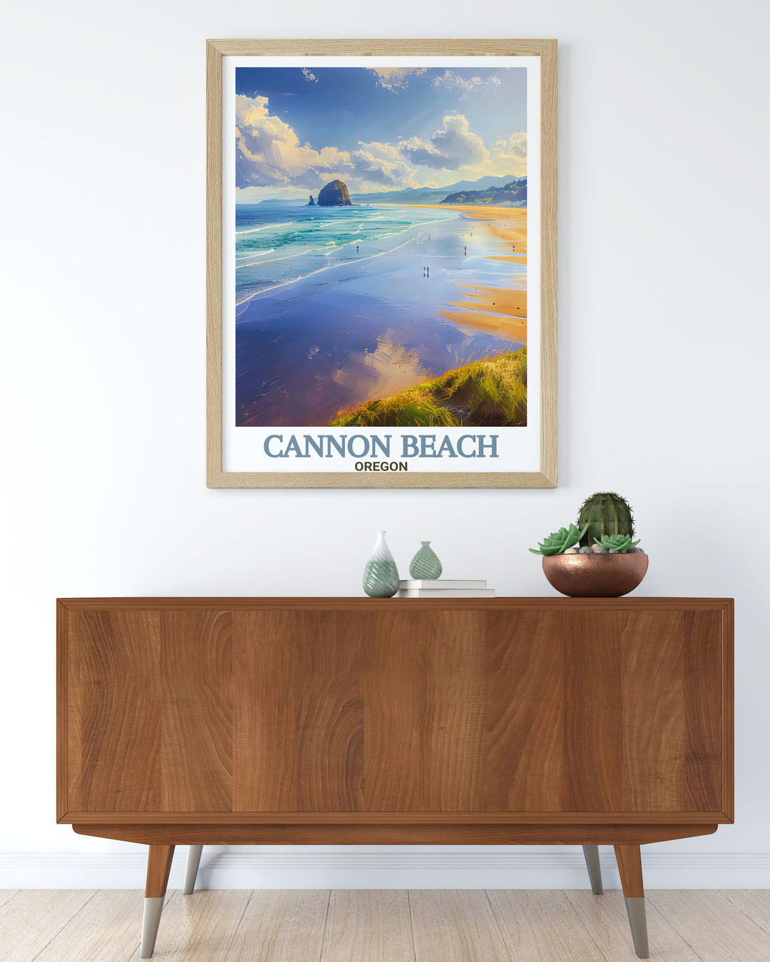 Cannon Beach vintage print featuring nostalgic scenes from the coastal town capturing the charm and history of the area perfect for those who love retro and vintage art