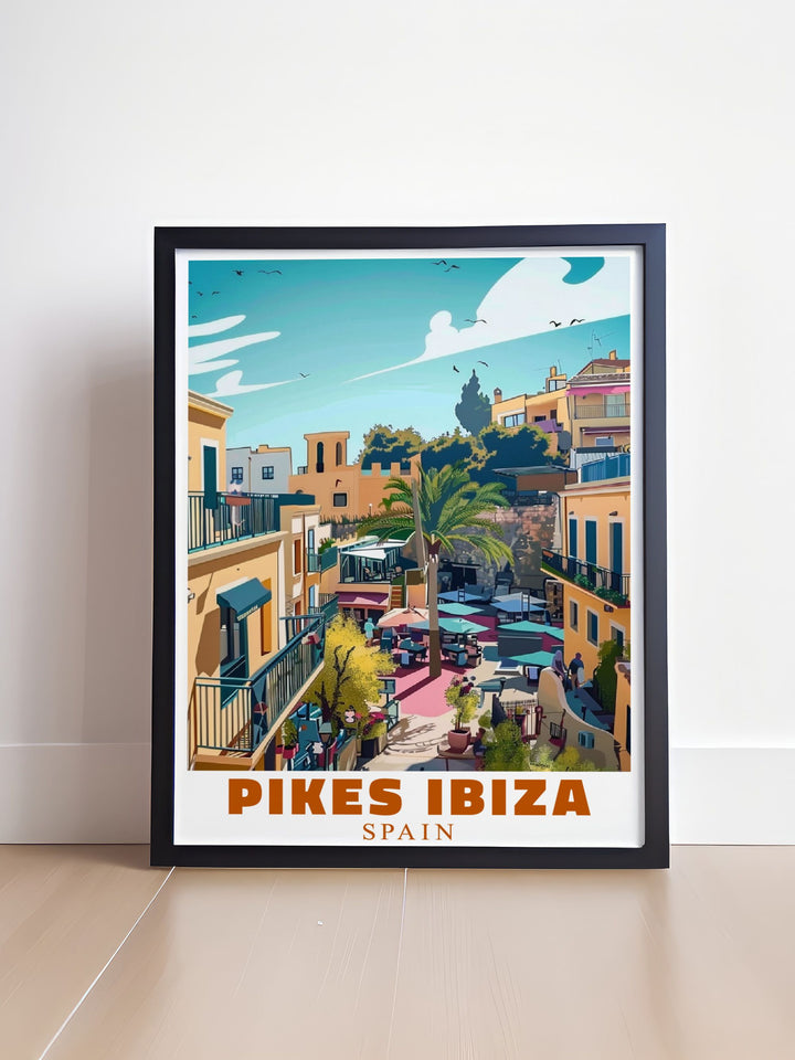 The Pikes Ibiza Print is a versatile piece of art that complements any outdoors area stunning living room decor its vibrant colors and detailed design make it a perfect addition to your home