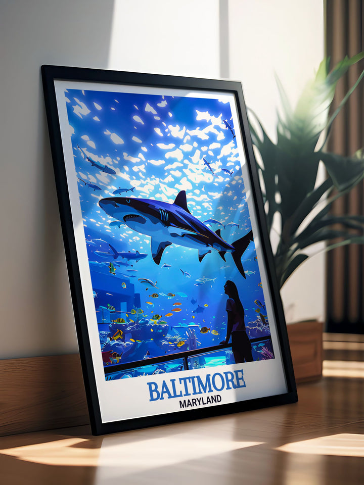 Elegant National Aquarium wall art featuring a vintage print showcasing the beauty and charm of Baltimore ideal for enhancing any living space with a touch of class and timeless appeal a perfect gift for art lovers and city admirers