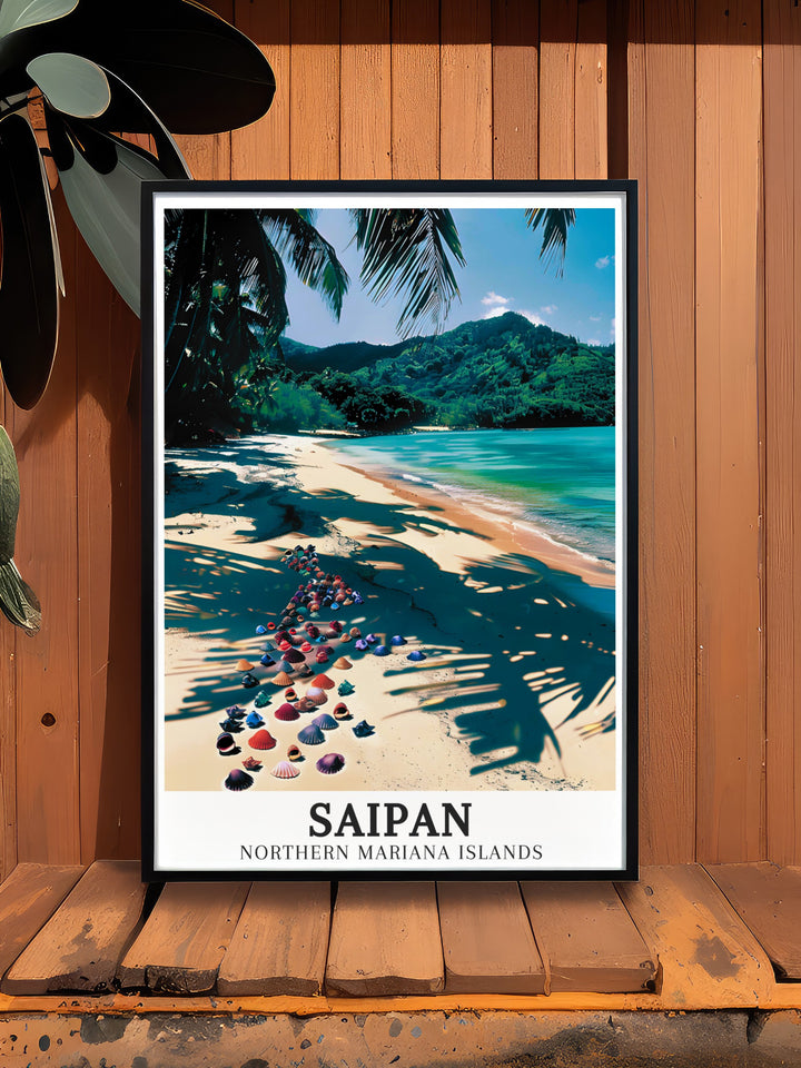 Pacific Ocean canvas wall art depicting the majestic views of Micro Beach in Saipan. These travel canvas prints are perfect for Pacific Ocean art enthusiasts who appreciate natural beauty. Enhance your living space with Saipan Wall Art that captures stunning views of the Pacific Ocean and Garapan.