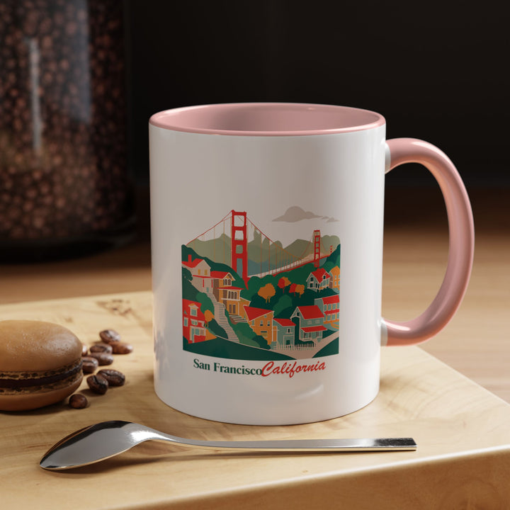 This San Francisco mug combines practical function with artistic beauty, displaying intricate artwork of the citys vibrant streets. Made from high-quality ceramic, dishwasher and microwave safe, it is suitable for everyday use or as a special keepsake for those who love San Franciscos charm.