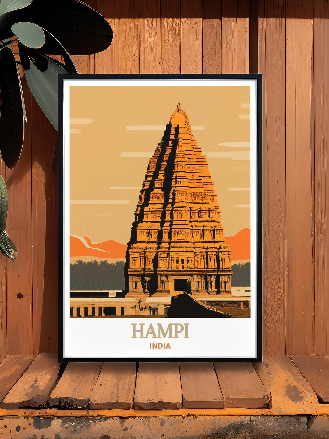 Scenic Virupaksha Temple poster from Hampi, highlighting the breathtaking views of the temples majestic towers and historical significance. This exquisite artwork brings the beauty of one of Indias most iconic landmarks into your living space.