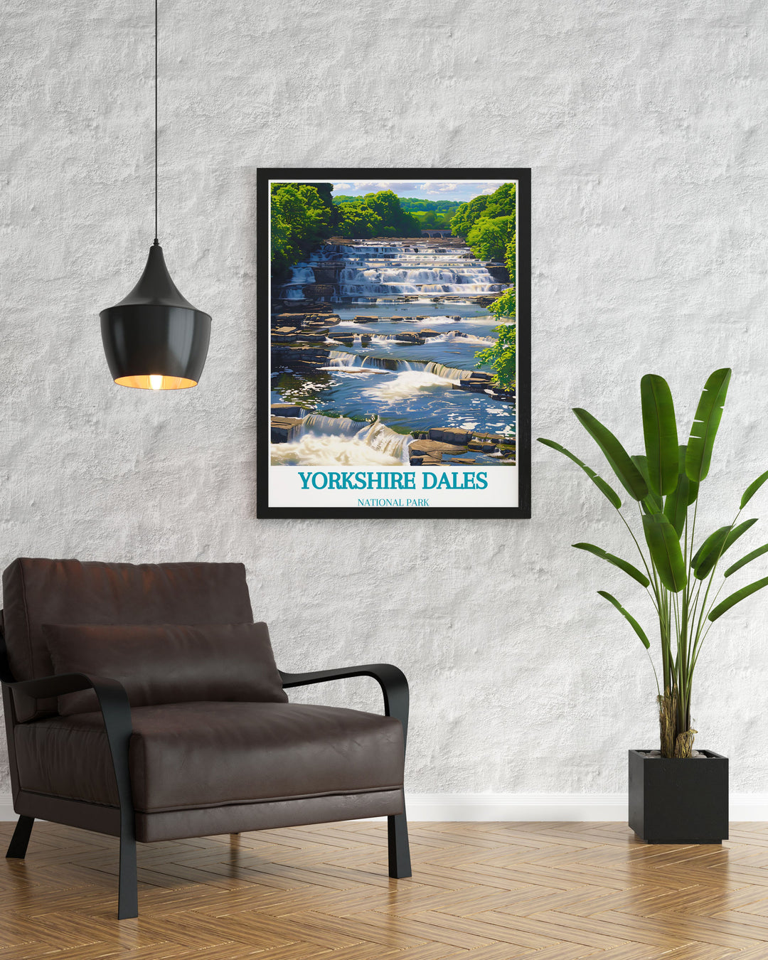 Decorate your living space with this stunning Yorkshire Dales print showcasing Aysgarth Falls and the Ribblehead Viaduct capturing the tranquil beauty of one of Englands most beloved National Parks ideal for nature lovers and travel enthusiasts.