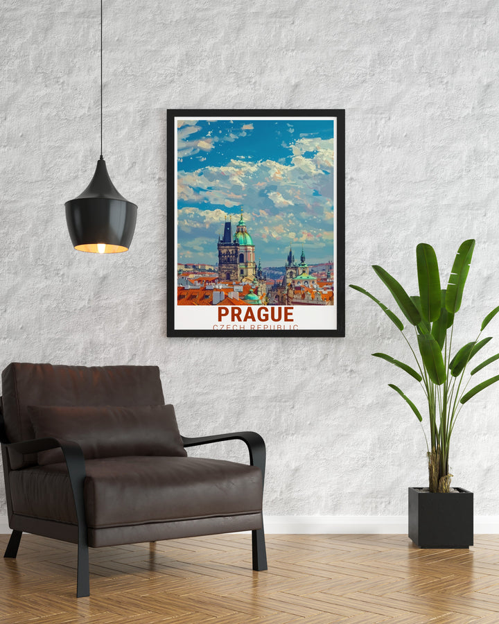 Elegant Old Town Square framed print highlighting the stunning Gothic architecture of Prague ideal for enhancing home decor with a sophisticated and historical touch bringing the beauty of the Czech Republic into your home