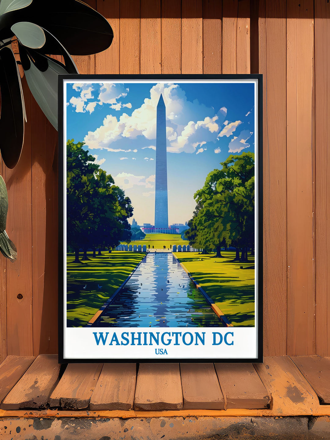 Stunning Washington DC poster of the Washington Monument captured in a vintage black and white design perfect for enhancing any interior decor