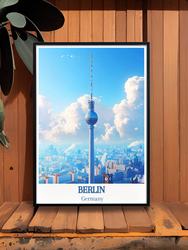 Berlin illustration showcasing the iconic Berliner Fernsehturm amidst historical and modern elements of the city.