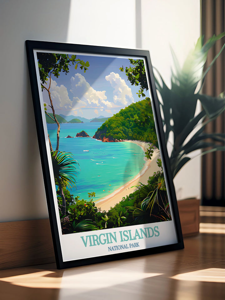 National Park Poster of Trunk Bay showcasing the lush landscapes and vibrant life of the US Virgin Islands ideal for nature enthusiasts