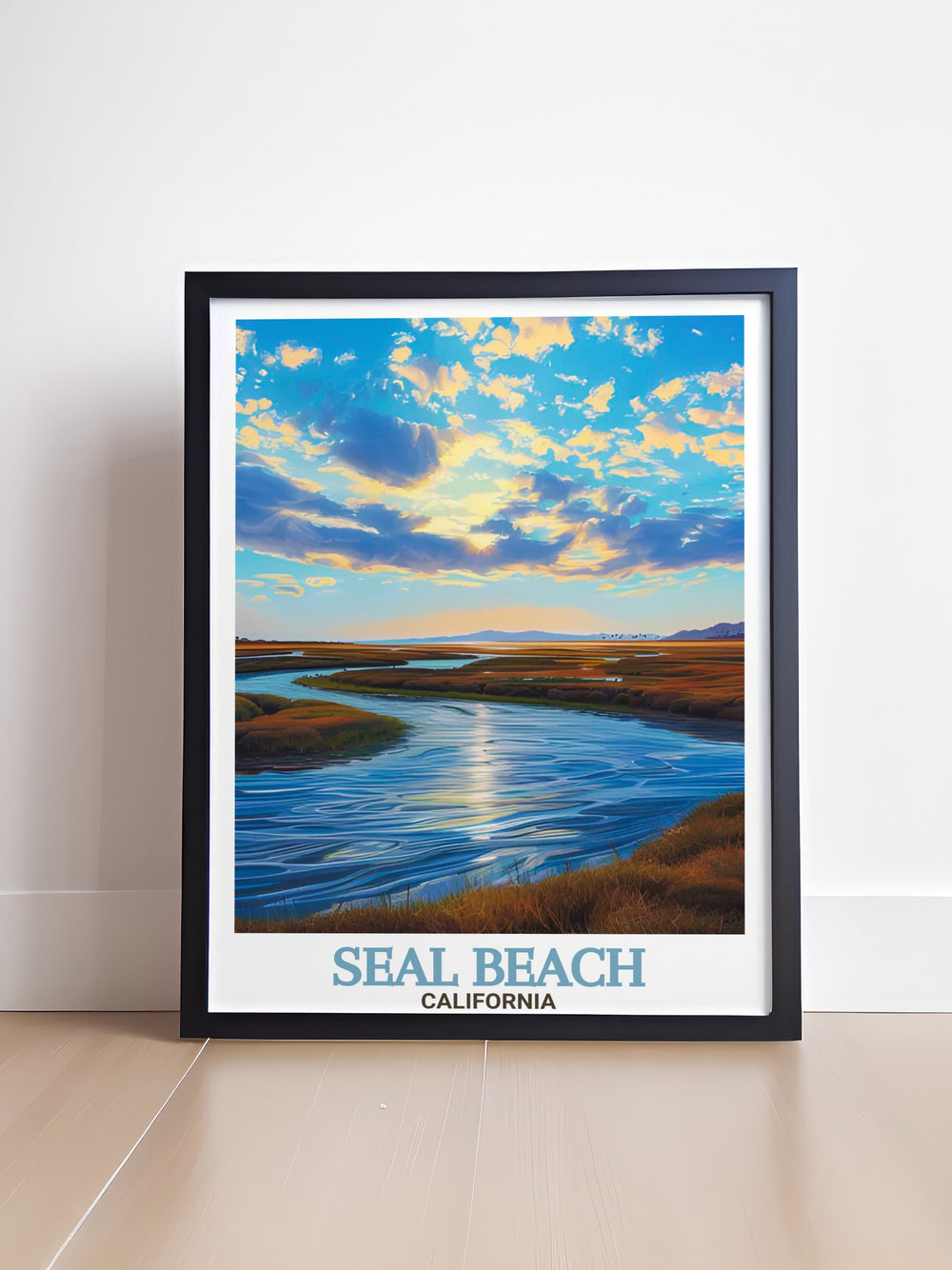 Seal Beach National Wildlife Refuge Travel Print offers a peaceful view of one of Californias most serene natural areas. This beautiful artwork captures the lush wetlands and abundant wildlife, making it the perfect gift for nature lovers and anyone who appreciates the outdoors.