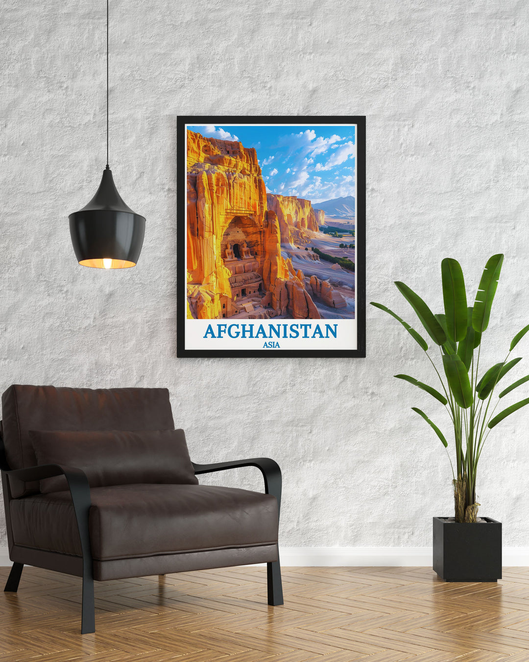 The Bamiyan Buddha Statues in a vibrant Afghanistan Print showcasing intricate details and rich cultural heritage perfect for home decor or gifting options including birthday gifts Christmas gifts and Mothers Day gifts