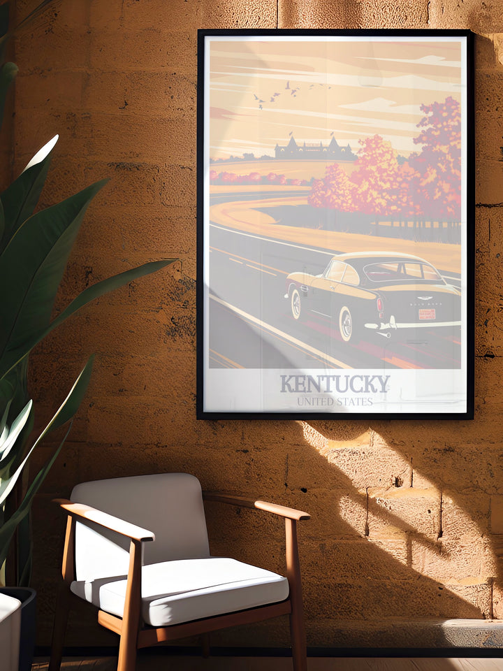 Bring the energy of Churchill Downs and the beauty of Bourbon Country into your home with this Kentucky wall art. Whether youre a fan of the Kentucky Derby or Kentuckys famous bourbon, this print captures the spirit of the state.