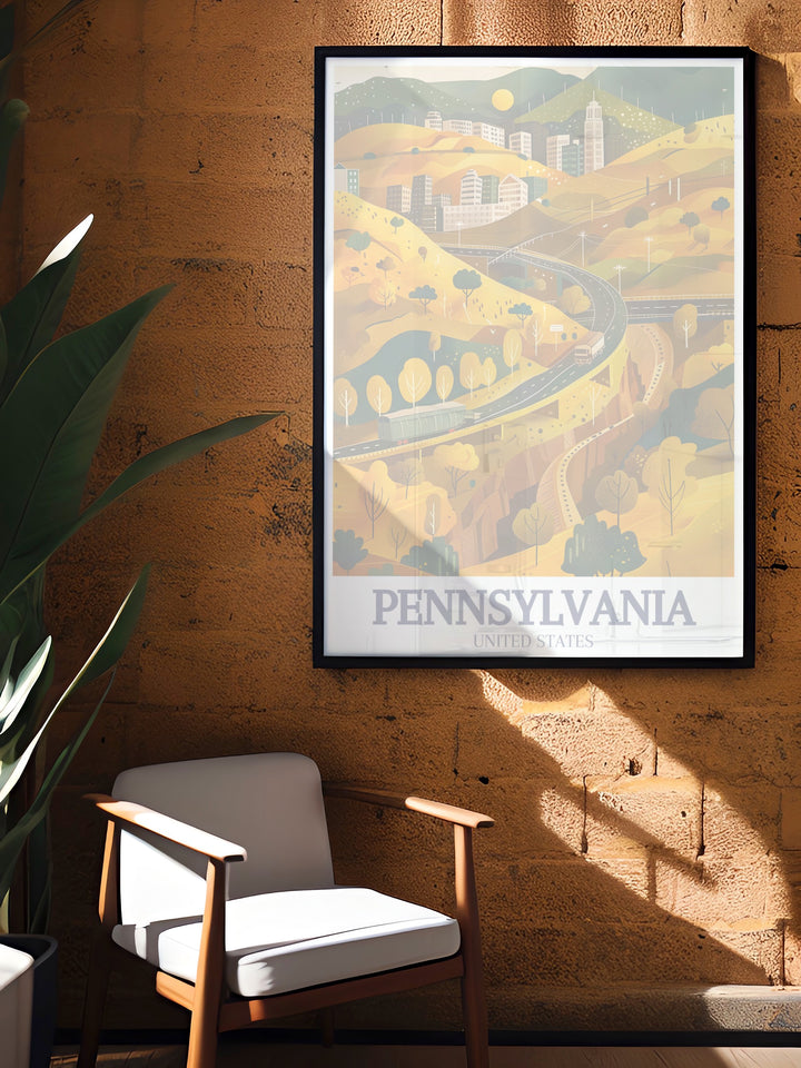 This print captures the charm of Chestnut Hill in Philadelphia and the peacefulness of Lancasters countryside, offering a unique combination of Pennsylvanias urban and rural beauty. A wonderful gift or decor piece for any Pennsylvanian.