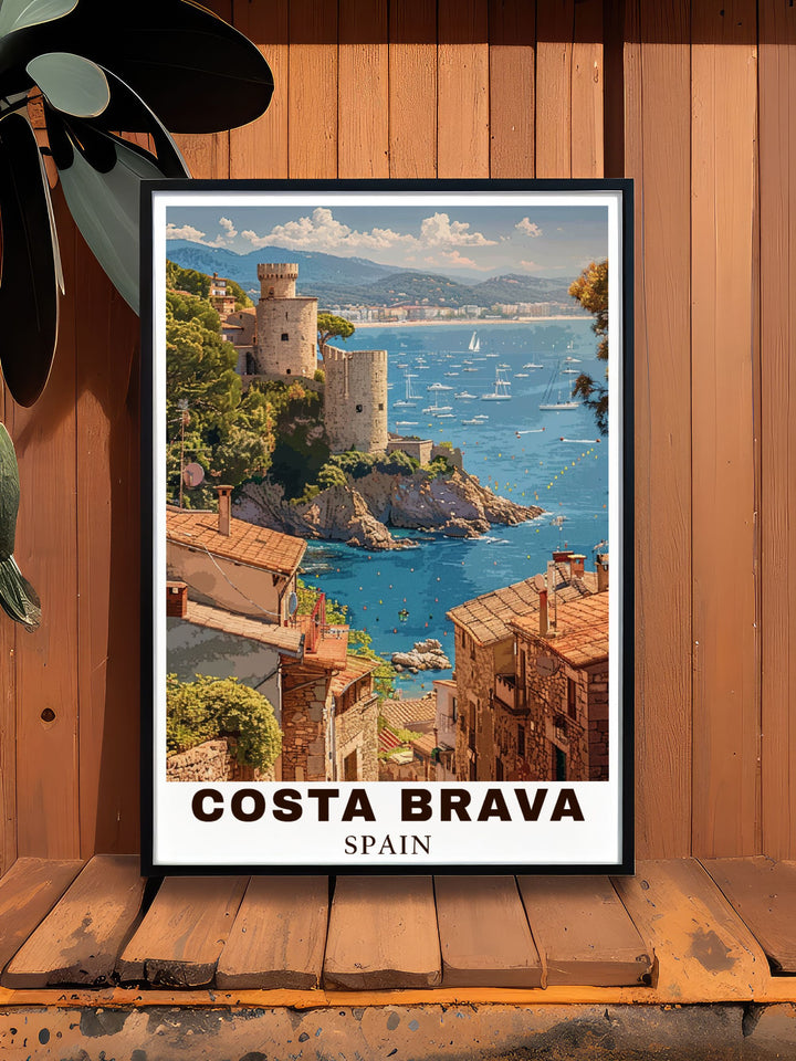 Featuring the stunning landscapes of Tossa de Mar, this Costa Brava poster captures the vibrant beauty of Spains Mediterranean region. A perfect gift for lovers of Spanish art or as a standout piece of wall art for your own space.