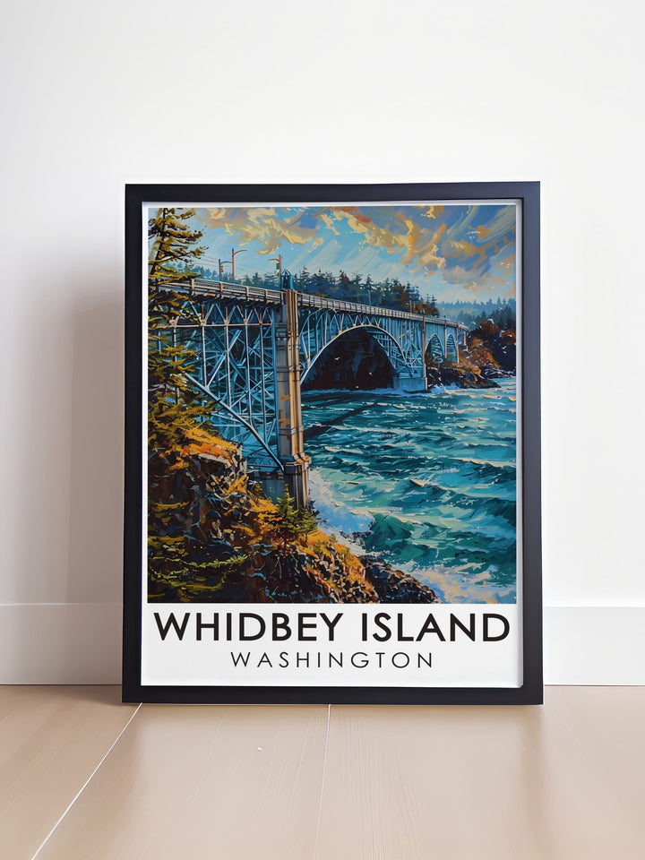 Deception Pass Bridge modern prints and framed prints perfect for adding a touch of elegance and sophistication to your home decor with stunning living room pieces that showcase the architectural beauty of the bridge