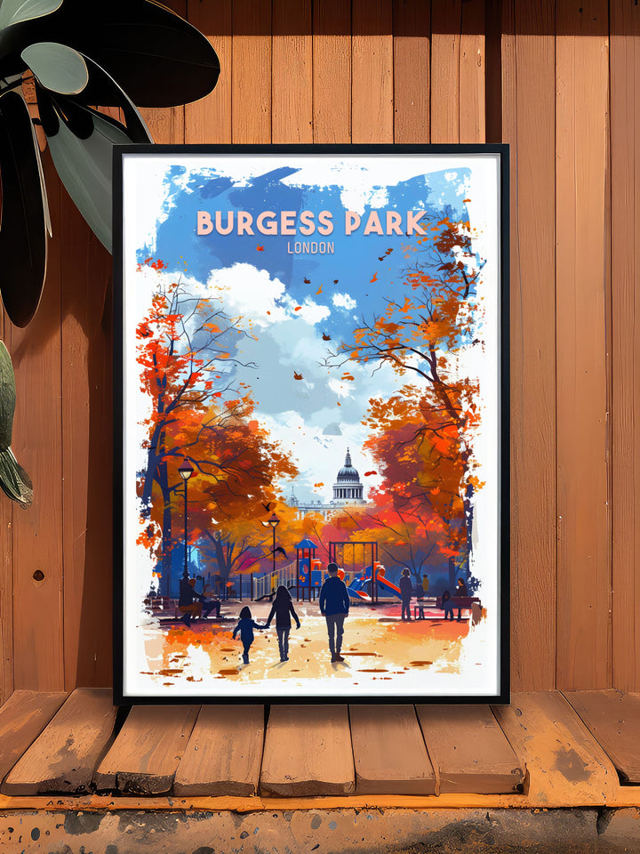High quality canvas art print of Burgess Park Playground, printed on 220gsm acid free Epson professional matt archive paper with ultra chrome archival inks. This print ensures long lasting vibrancy and pristine condition, perfect for any home decor.