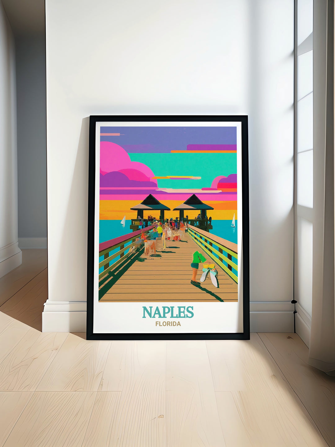 Naples Florida Poster Print captures the vibrant coastal life of Naples, with its scenic waterfronts and colorful streets, offering a glimpse into the charm of this Florida city. This artwork is perfect for those who love the luxury and beauty of Naples.