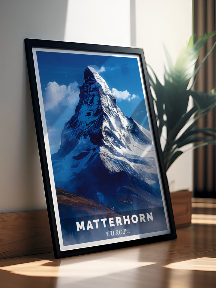 Vintage Matterhorn Ski Resort Print capturing the beauty of snowy peaks and alpine adventure perfect for mountain wall art and home decor