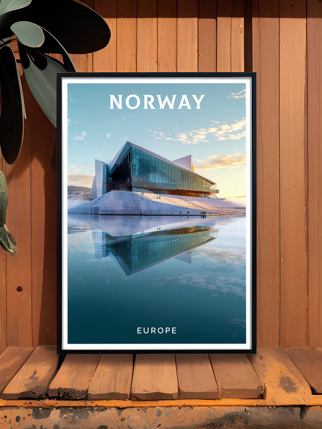 Flekkefjord print capturing Norwegian landscapes ideal for elegant home decor with Oslo Opera House Layout modern art for perfect wall decor