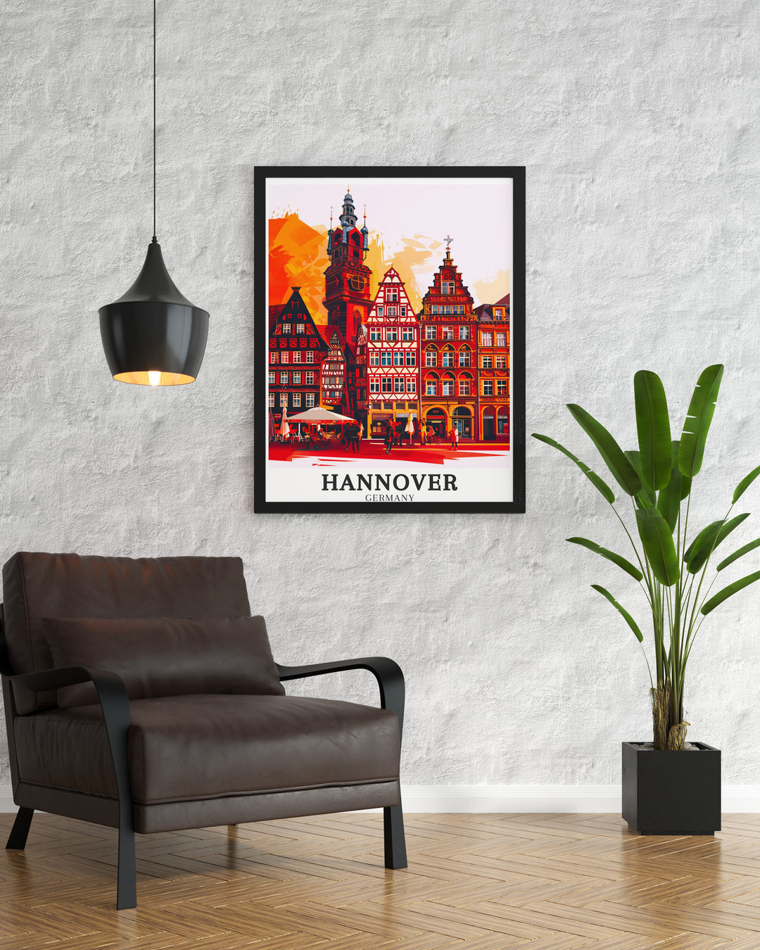 Canvas art depicting the iconic Marktkirche in Hannover Germany capturing the churchs detailed brickwork and majestic presence making it an excellent addition to any space that honors historical landmarks and cultural significance