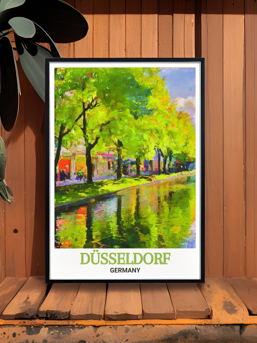 Our Düsseldorf travel print features Königsallees iconic scenery, merging historic elegance with contemporary design. This artwork is ideal for anyone who wants to bring a touch of German sophistication into their home or office decor.